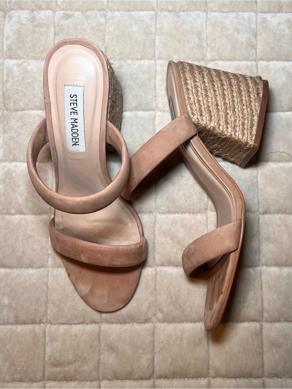 Steve Madden Blush/Nude Suede Espadrille Wedge Sandals